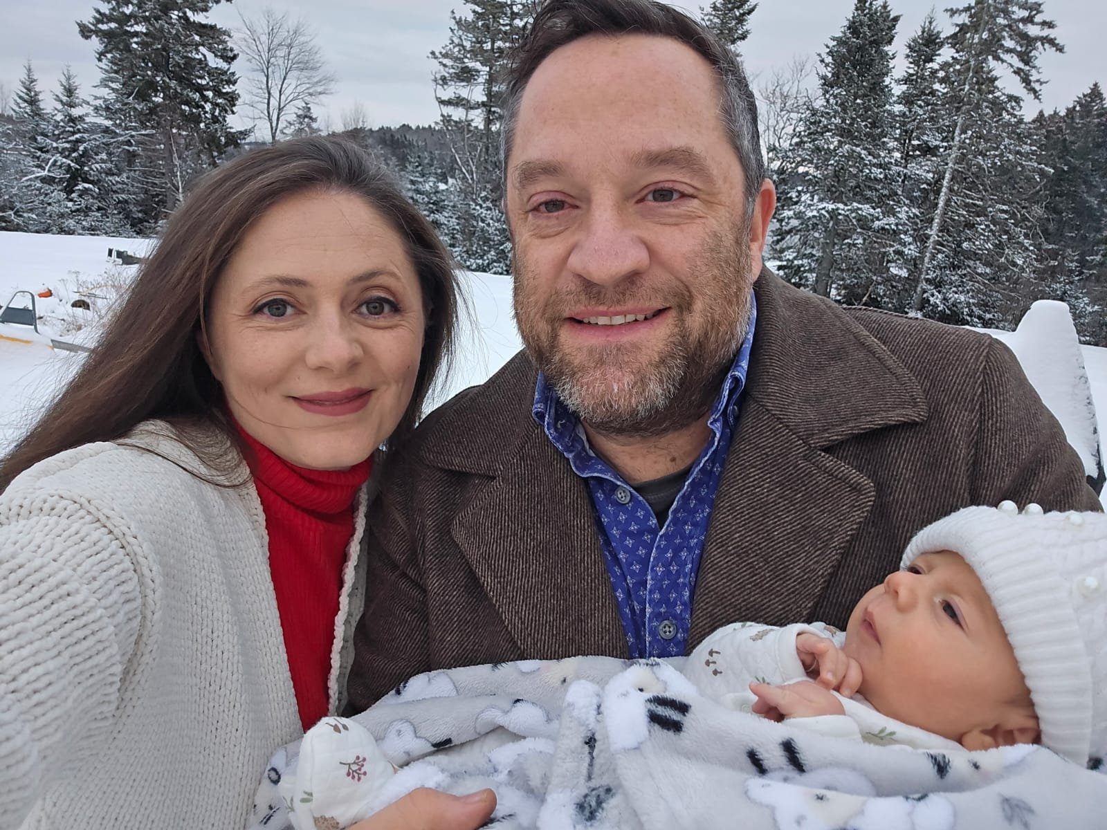 The family behind Machias River Farms on a snowy winter day